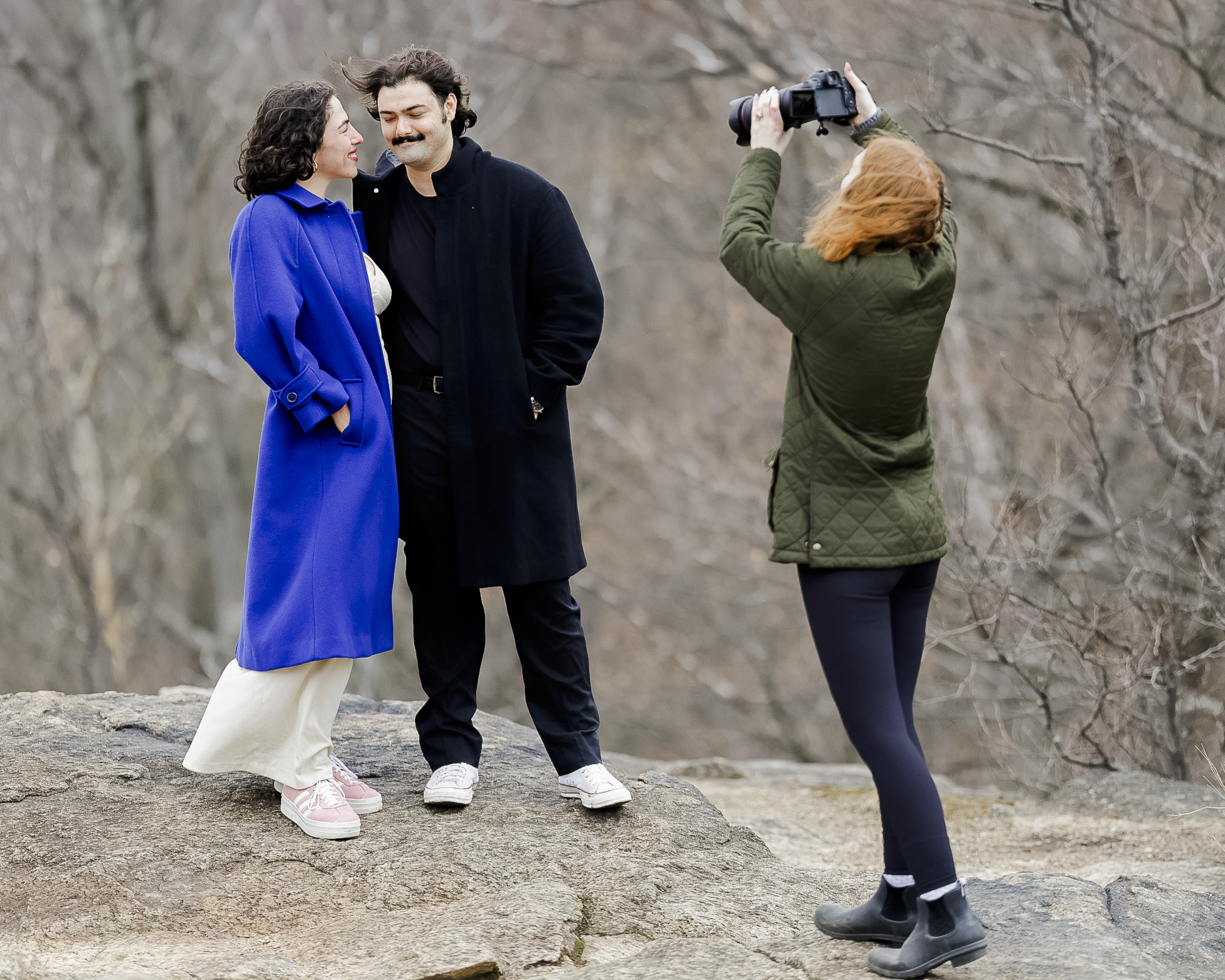 Wedding photographer captures a couple's engagement session on a winter day in the Hudson Valley